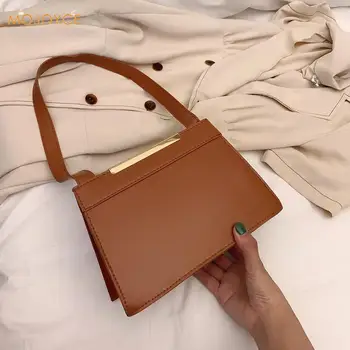 

Fashion Solid Color Handbag Totes Women PU Leather Casual Travel Shoulder Underarm Purse Portable Top-handle Bags