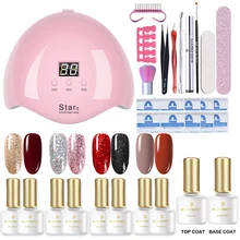 BORN PRETTY набор УФ-ламп для ногтей, Сушилка для ногтей, буфер для ногтей, чистый цвет, отмачиваемый гель для ногтей, резак для ногтей, фольга для ногтей, набор для дизайна ногтей