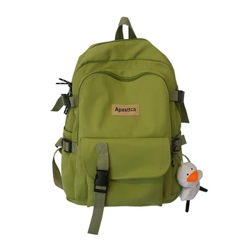 

2020 New Waterproof Nylon Backpack Solid School Bag for Teenage Girs Much interlayer Backpack With Doll Large Capacity Book Bags