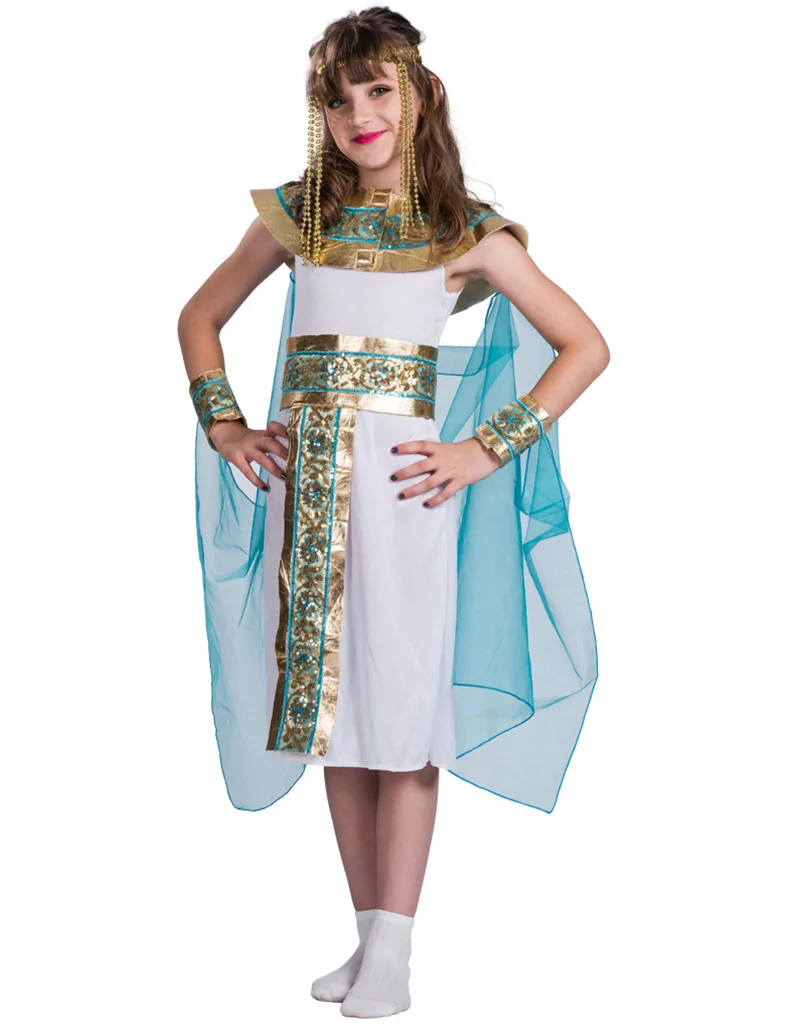 Детский карнавальный костюм на Хеллоуин, королева Фараона, Египетский костюм Клеопатра для девочек, маскарадный костюм в древнем египетском стиле
