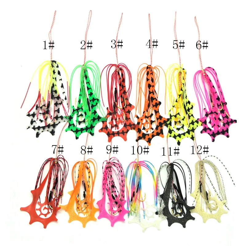 50pcs Pack Kabura Jigging Madai Assist Hooks Strong Tai Rubbers Silicone Skirts Filaments Ribbons Slider Jigs Tails Sinker 13