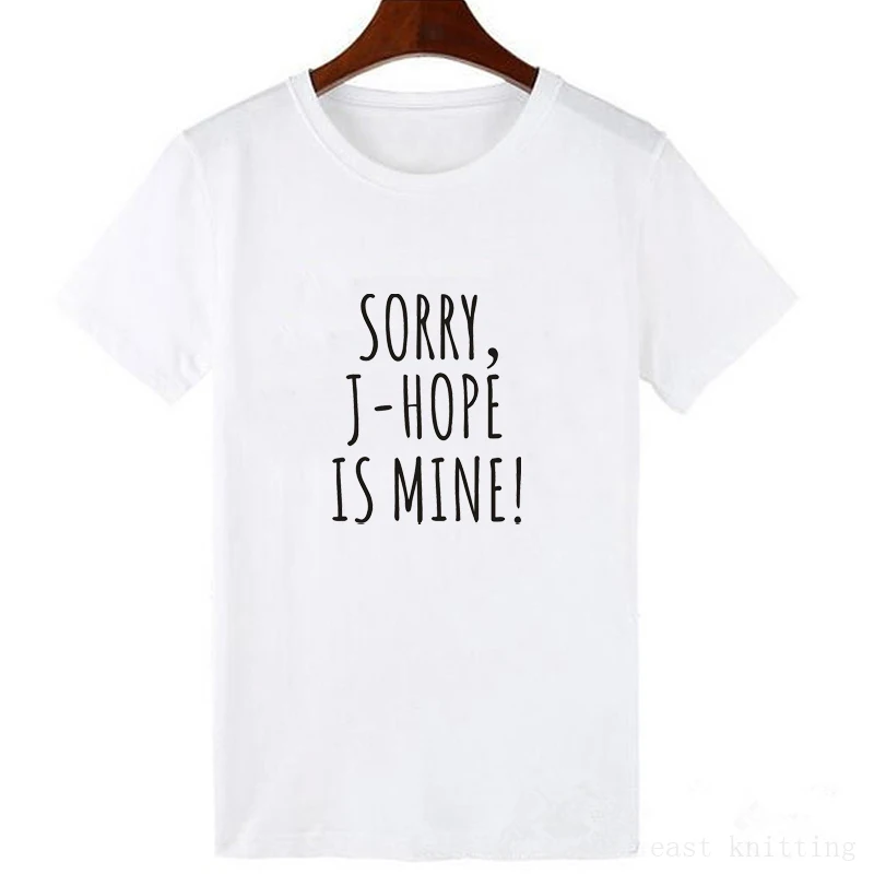 Showtly SORRY J-HOPE IS MINE с буквенным принтом, Новая модная женская футболка с коротким рукавом и круглым вырезом, забавная футболка, повседневная женская футболка