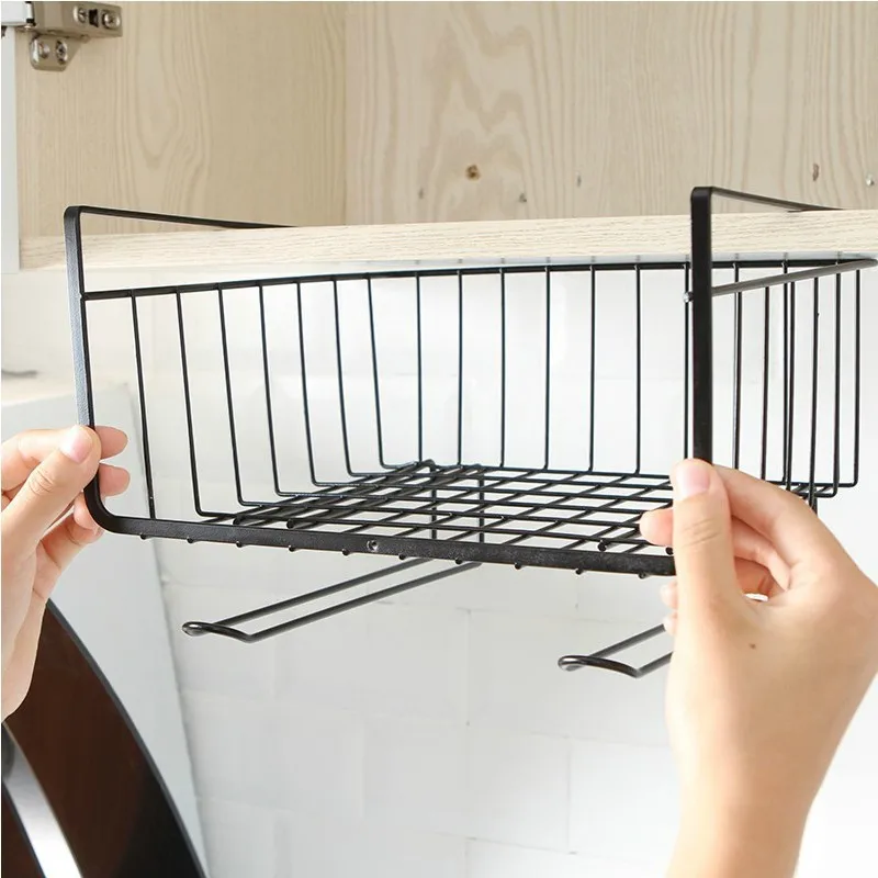 

Kitchen Wrought Iron Storage Racks Cabinets Hanging Storage Rack Shelf Compartment Hanging Basket Wall Hanging Storage Holders