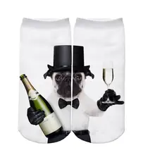 Забавные носки с 3d принтом собаки кошки женские короткие носки с животными