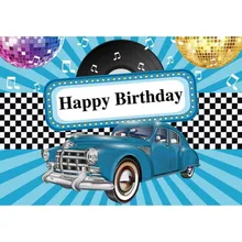  Allenjoy Birthday Backdrop Disco Car Music Baby Shower Luxurious 90s Black White Plaid Party Decoration Photo Studio Background 