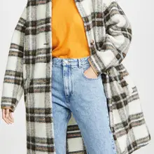 Женское нагрудное контрастный цвет клетчатый полушерстяное шерстяное пальто-F/W зеленая/коричневая/черная/синяя клетчатая длинная верхняя одежда