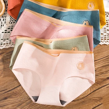 

2020 Women Cotton Panties Sexy Briefs Seamless Underwear Mid-Rise Antibacterial Underpants Breath Lingerie Female Intimates #F