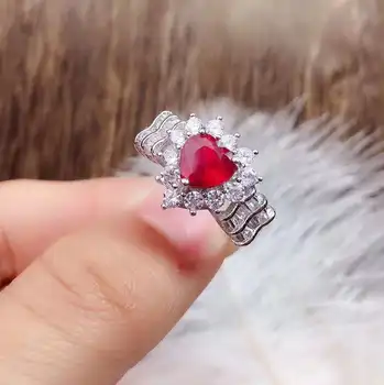

Myanmar 925 silve Natural Ruby Gemstone Ring Fine Jewelry