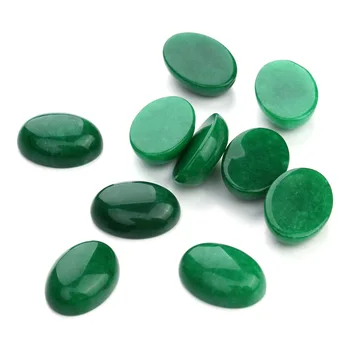 

10pcs/pack natural stone green jade oval ring DIY handmade time gem patch ring inlaid with 10*14mm jewelry accessories