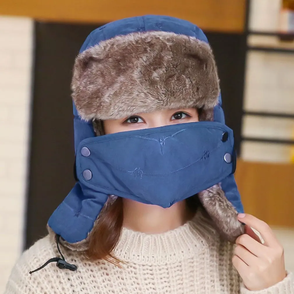 Blue Новая мода полное покрытие лица Толстая Осенняя зимняя хлопковая шапка для взрослых ветрозащитная защита от холода защита ушей теплая Модная шапка - Цвет: Blue