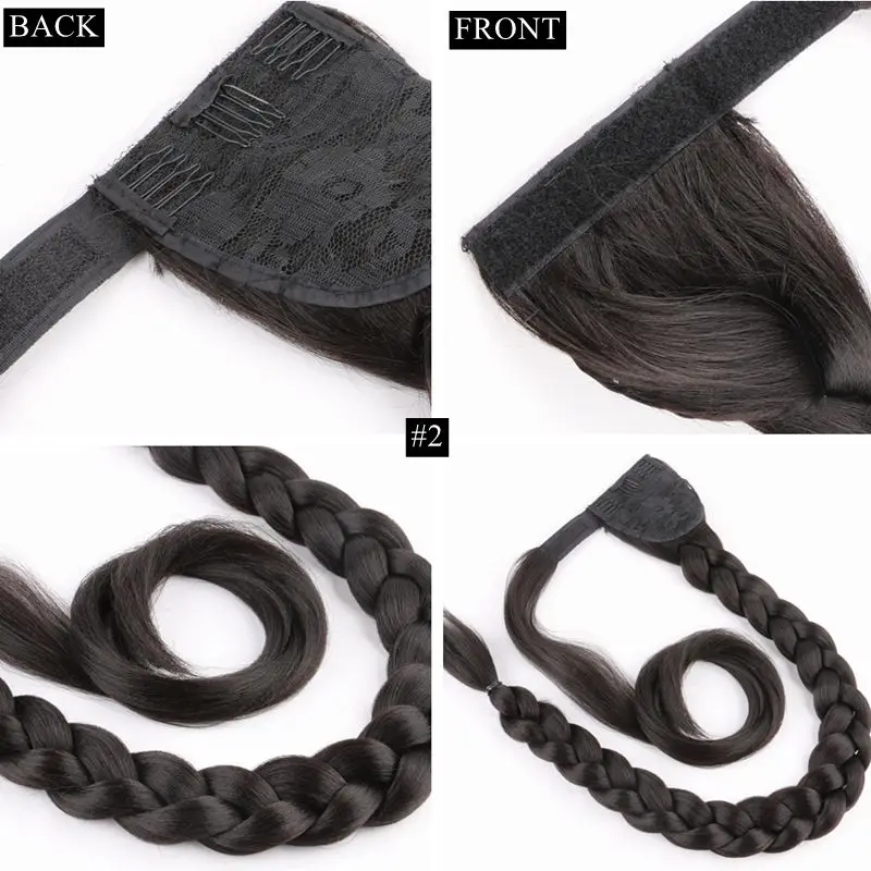 90cm 36inch Super Long Wrap Around Jumbo Pre Braided Ponytail Ombre Brown Blonde Synthetic Hair Extensions