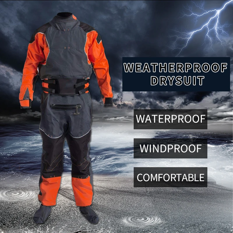 Drysuits for Kayaking Fishing Whitewater Dry Suit with Latex Wrist Neck Gasket Back Zip in Cold Water Paddling Adventure Gear | Спорт и