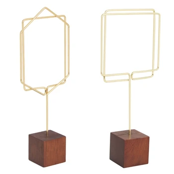 

Wooden Metal Message Card Note Holder Name Memo Clips Scrapbook Photo Clamps Stand Office Organizer