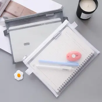 

Grid Papers Mail Sorter Storage Mesh Case Clear Zip Office Storage School Cute A5 File Bag Folder
