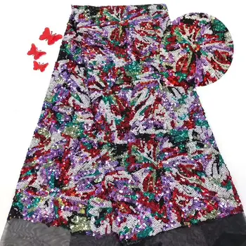 

newest style embroidery net tulle mesh lace fabric with sparking flower JOY-31510 french style seuqins lace for party dress