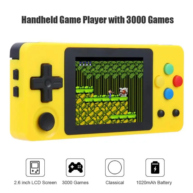 

2.6 inch Nostalgic 32GB Gaming Player Built-in 3000 Games Handheld Game Console Perfect Support for PS1 CPS1 CPS2 FBA SFC