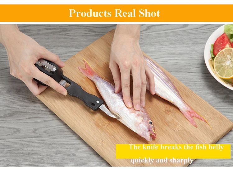 Description Picture 4 of itemWIKHOSTAR Fish Skin Brush Fish Scale Scraper Fast Remove Fish Knife Cleaning Peeler Scaler Scraper Kitchen Seafood Tools