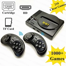 Wireless HD Retro TV Video Game Console For Genesis For MegaDrive 16 Bit Games Support TF Card&Cartridge with 280Games