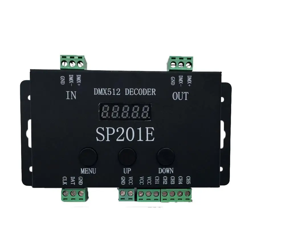 SP201E DMX512 Декодер контроллер SPI сигнал адресуемый RGB светодиодный пиксельный 5