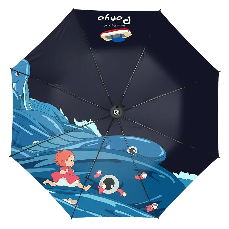 Аниме ветростойкий складной ручной Зонт Дождь мультфильм Ponyo на скале женские автоматические зонты дождь для мужчин УФ Защита