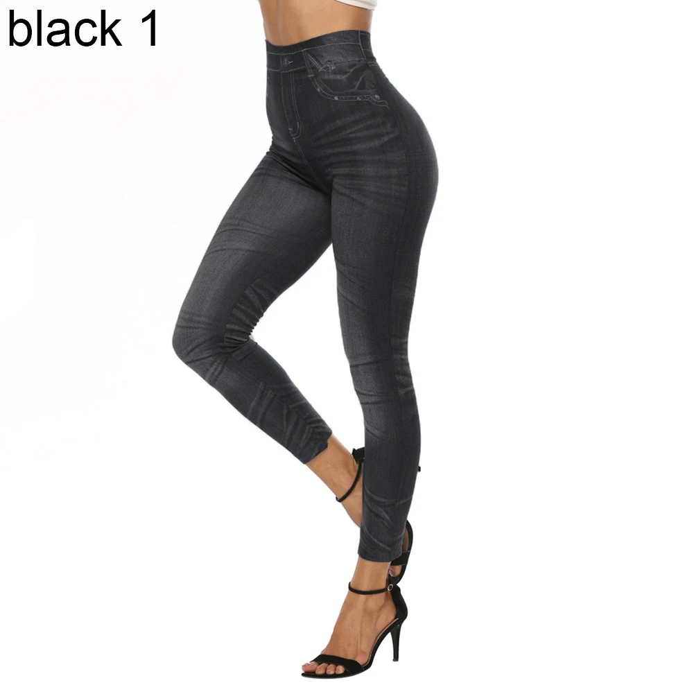 2019 Модные женские джинсовые брюки, джинсы с высокой талией, черные брюки, сексуальные эластичные тонкие легинс имитирующие джинсы