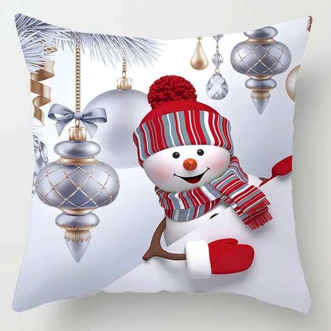Рождественский чехол для подушки с рисунком Санта Клауса, квадратный чехол для подушки для дивана, автомобиля, новогодний декоративный чехол для подушки 45x45 см, kussensloop - Цвет: A