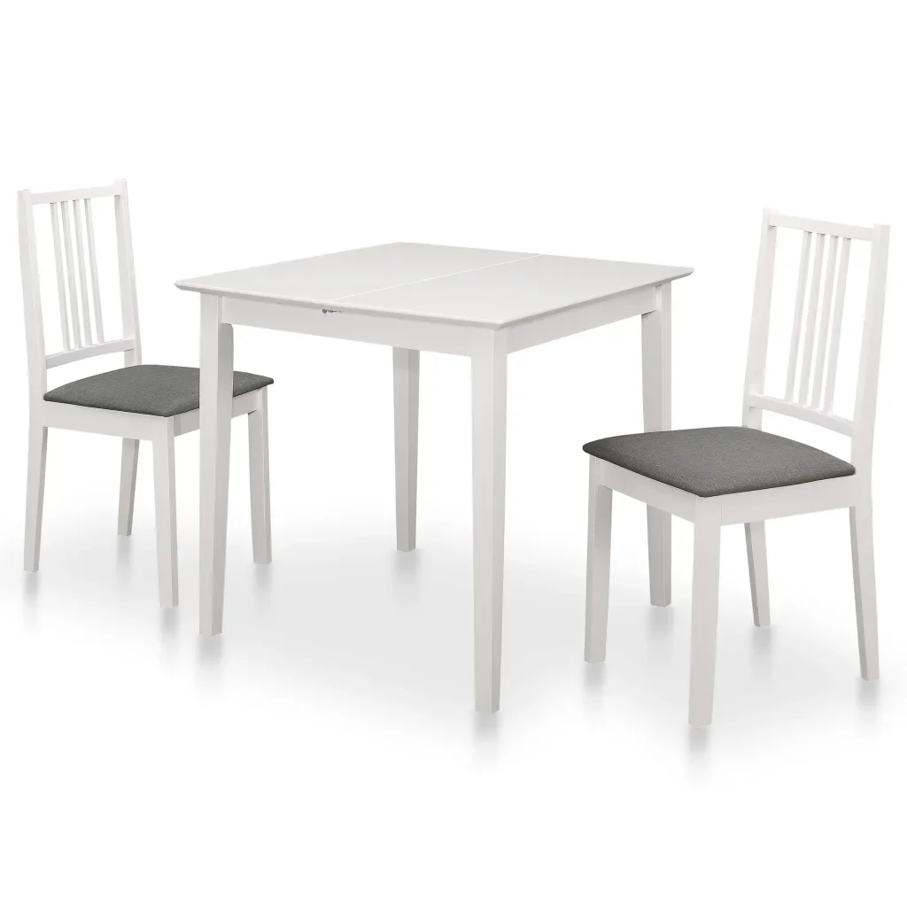 

3 Pieces Dining Set with Extensible Table for Dining Room MDF White Table for Living Room Simple Durable Dining room furniture