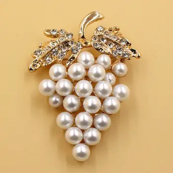 

Grapes Brooches Imitation Pearl Brooch Rhinestone For Wedding Bridal Dresses Hijab Clip Scarf Buckle Pins