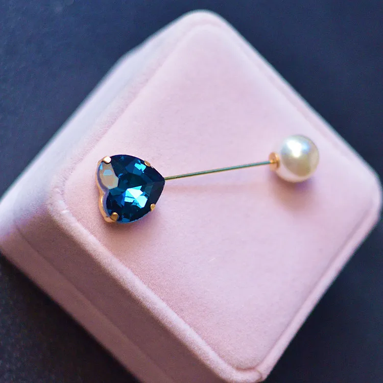 Fashion Colorful Rhinestone Simple Heart Brooch Vintage Brooch Fashion Hijab Pins and Brooches Clothes for Women Gift 3pcs