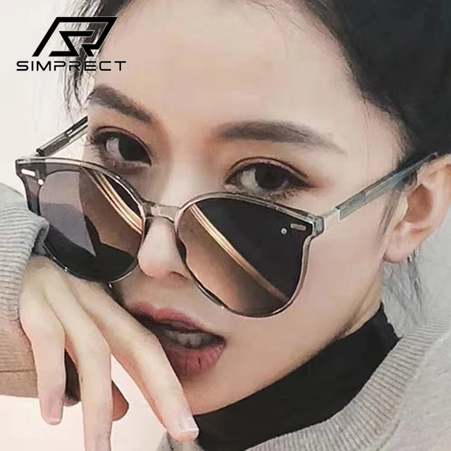 SIMPRECT Retro Oversized Round Sunglasses Women 2022 Luxury Brand Designer Big Sun Glasses Vintage Fashion Shades For Women 1