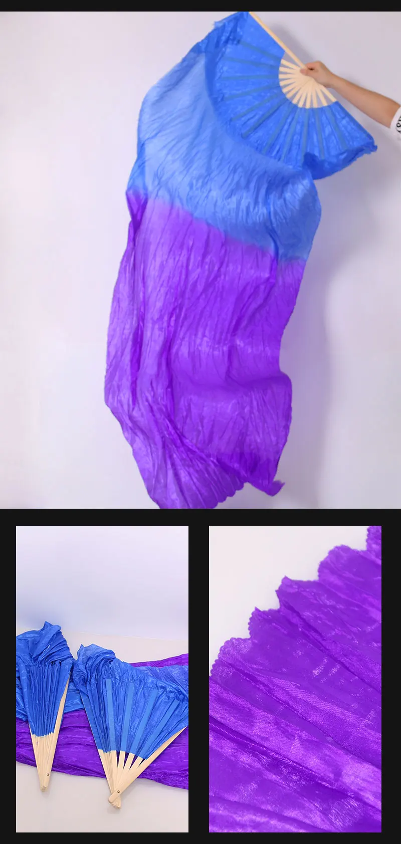 1 Piece Imitation Silk Colorful Belly Dance Fan Handmade Fan For Kids/Women Bellydance Long Fan Chinese Dance Fan Veil 22 Colors