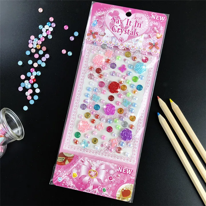 2  Colorful Rhinestones Sticker For Women Mobile Phone Nails Diy Jewelry Sticker Acrylic Crystal Gemstone Stereo Diamond Sticker