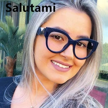 Большие Квадратные прозрачные очки кошачий глаз, женские очки с цветочным принтом, компьютерные очки, женские винтажные Ретро большие тени, прозрачные