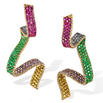 

GODKI Uique Ribbon Flying with the wind Design Stud Earrings for Women Wedding Party Fashion Jewelry Gift 2020