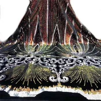 

Latest African Tull Lace Fabrics High Quality 2019 Velvet Nigerian Net Lace Fabric with Sequins Sequence Lace for Women Dress