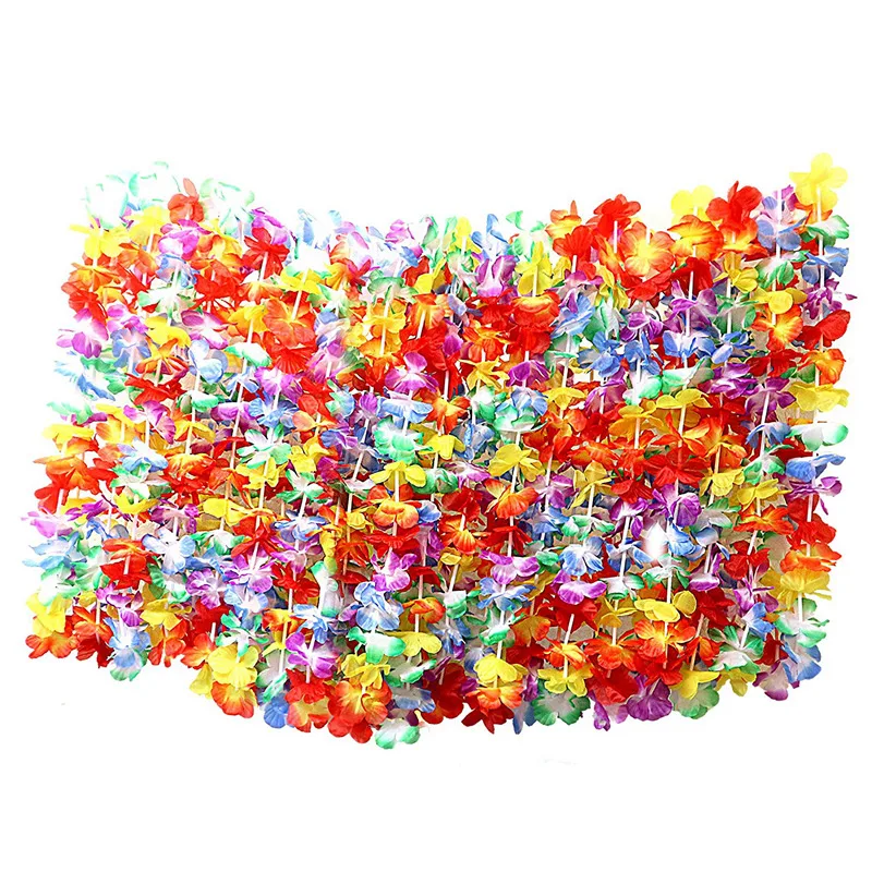 

50 x Tropical Hawaiian Flower Necklaces by - Large Lots of Necklaces - Hawai Floral Suit Perfect Accessories for Theme Birthdays