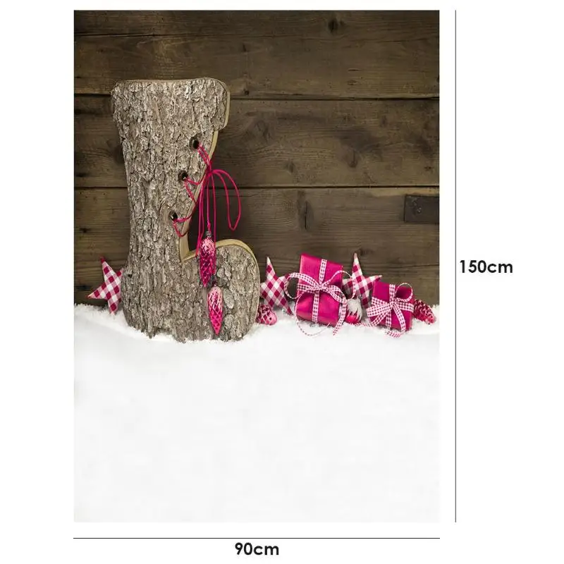 Рождественский фон зима снег дерево подарок деревянная доска фотография Фон Фотостудия фотосессия реквизит домашний декор - Цвет: F 90X150cm