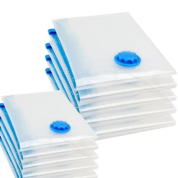 

12Pcs/Set Transparent Vacuum Compression Storage Bag Sack Air-tight Vacuum Storing Bag Saving Space 60x40cm Double Zipper PA+PE
