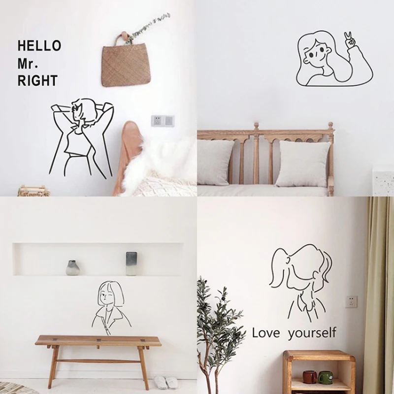 

Stickers Waterproof Girl bedroom living room ins simple background wall decoration self-adhesive wall text character stickers