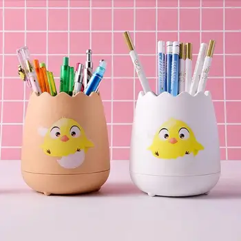 

Multifunctional Cute Eggshell Pen Pencil Holder Organizer Plastic Office Supplies Desktop Storage Box Pen Container Brush Pot