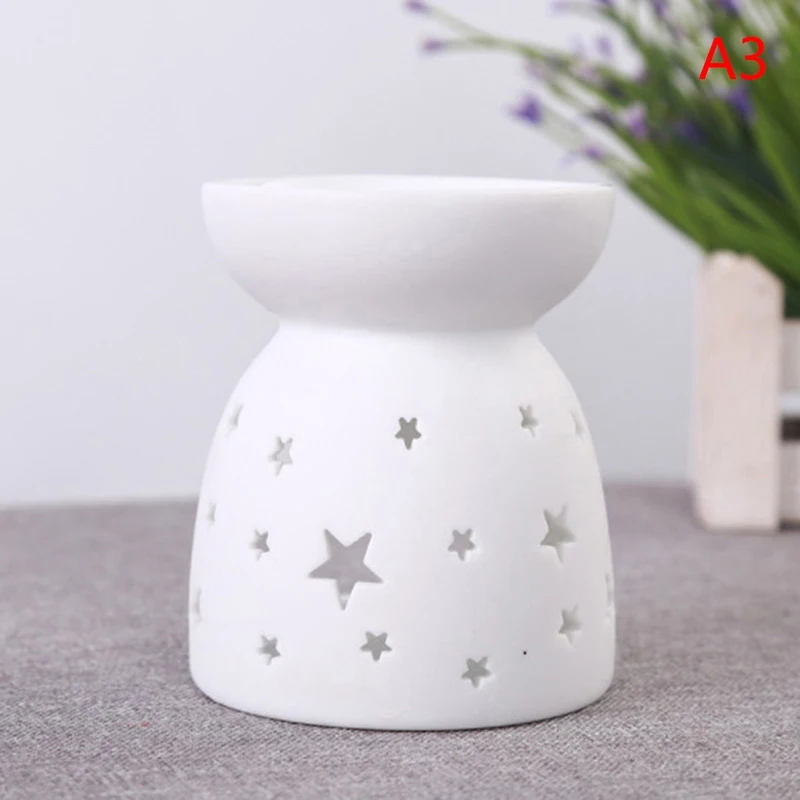 Lámpara aromática de cerámica para aceites esenciales, quemador de aceite  esencial con patrón de luna y estrellas huecas, luz de té con fragancia,  portavelas, 1 piezas - AliExpress