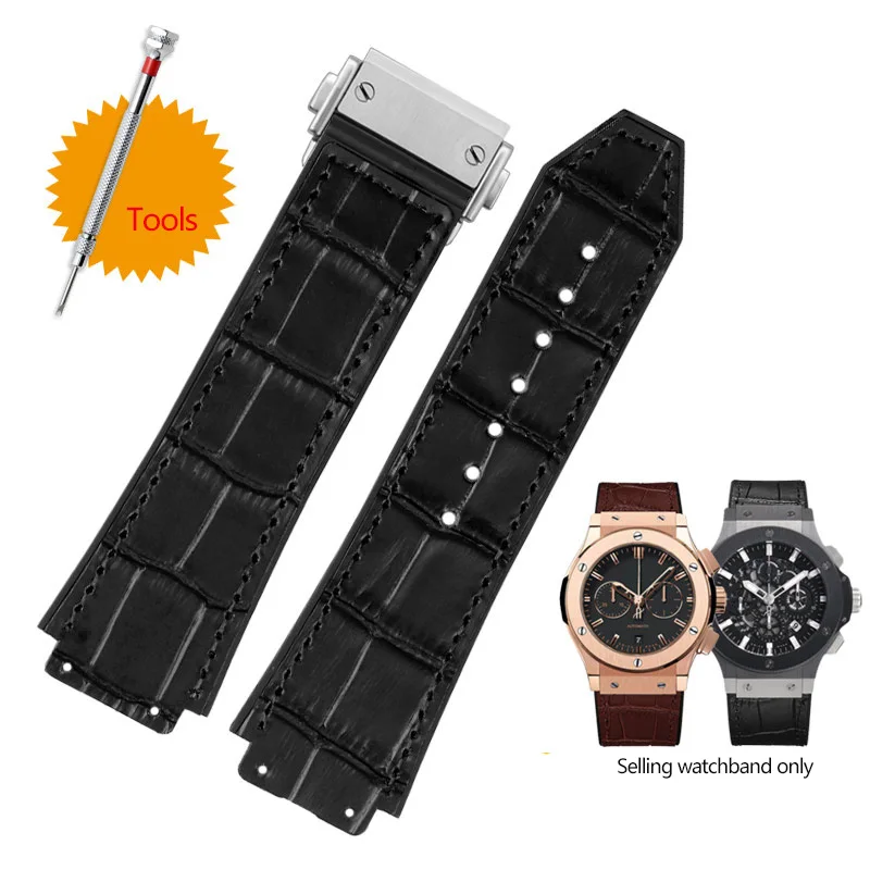Siliconen rubberen horlogeband zwarte band vervanging horlogeband staps waterdichte horlogeband band compatibel met Hublot schroevendraaier Siliconen rubberen horlogeband zwarte band vervanging horlogeband staps waterdichte horlogeband band compatibel met Hublot schroevendraaier