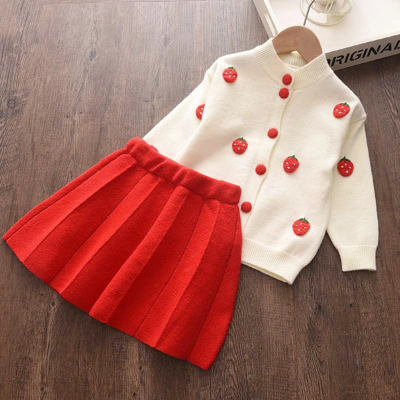 Melario Autumn Winter Fashion Girls Bow Knitted Thick Clothes Sets Kids Warm Long Sleeve Sweater Pants 2pcs Set Baby Girl Outfit