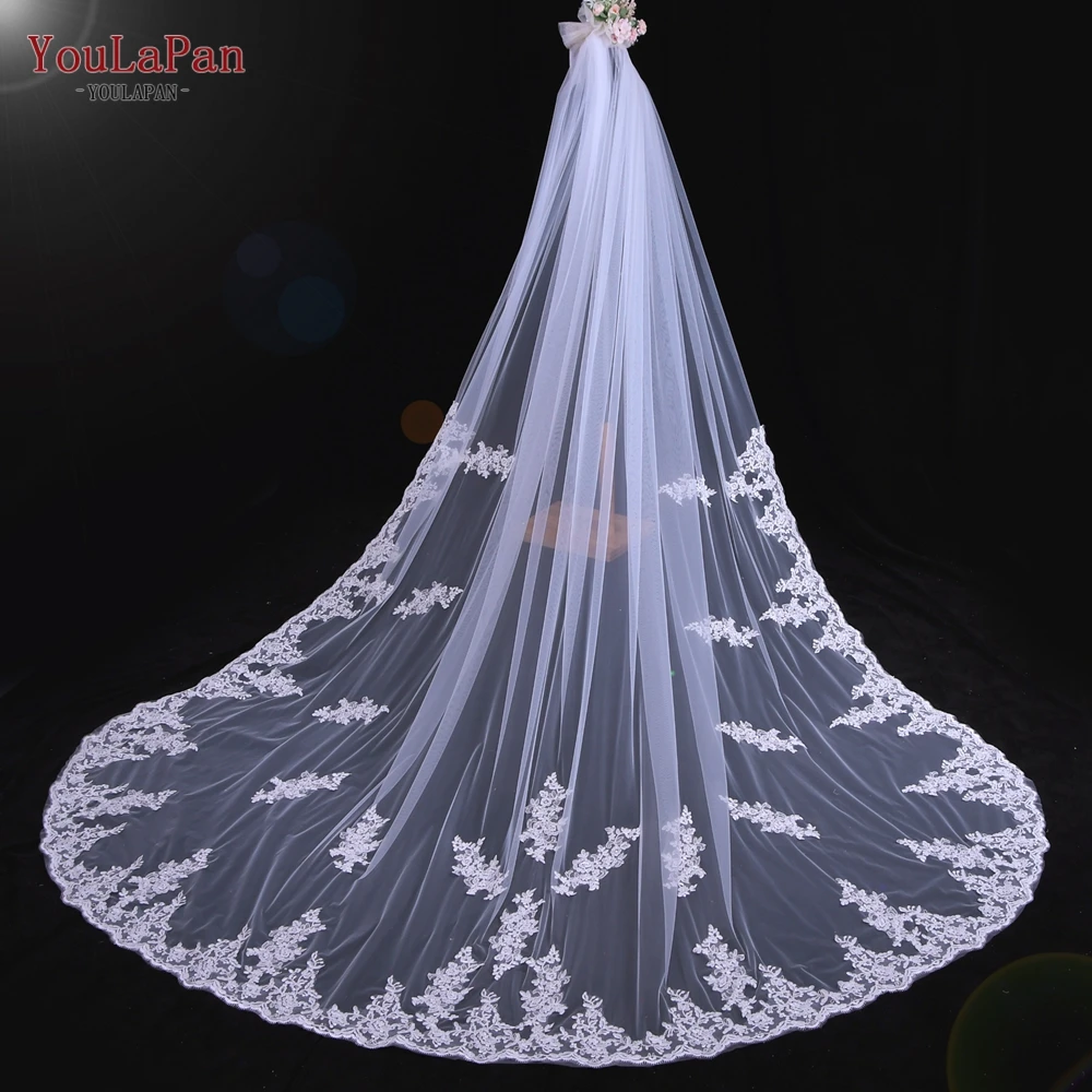 

YouLaPan V67 3 Meter Ivory Cathedral Wedding Veils Long Lace Edge Bridal Veil with Comb Wedding Accessories Velos De Novia Voile