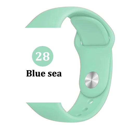 Ремешок для apple watch band 4 3 correa iwatch band 42 мм/38 мм 44 мм/40 мм 2 спортивный силиконовый браслет pulseira apple watch аксессуары - Цвет ремешка: 28-Blue sea