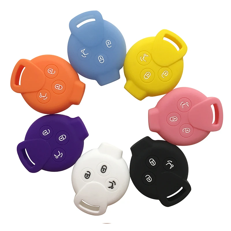 

Rubber Car Key Fob Cover Set For Benz Smart Fortwo Crossblade K City Cabrio Key Cover Cap Case For Keychain Alarm