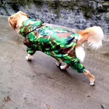 

Oversized raincoat big dog camouflage four-legged one-piece raincoat pet waterproof clothes 90 kg big dogs can wear