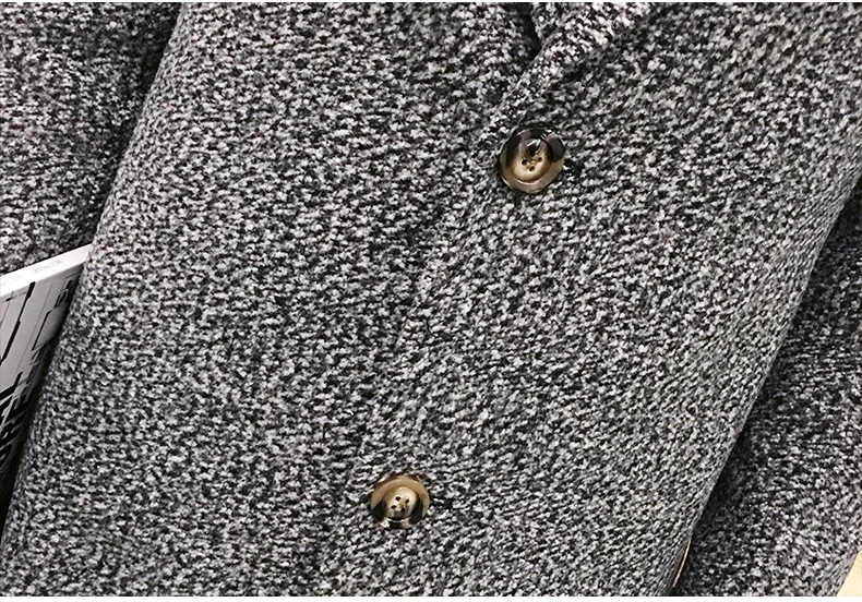 M-3XL, хит, новая мужская одежда, модное клетчатое шерстяное пальто, зимнее приталенное шерстяное пальто средней длины с отложным воротником, верхняя одежда