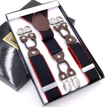3,5*115 см, мужские подтяжки, повседневные, модные, унисекс, подтяжки, элегантные, коричневые, кожаные подтяжки для рубашек, подтяжки, регулируемые, 6 зажимов, ремень
