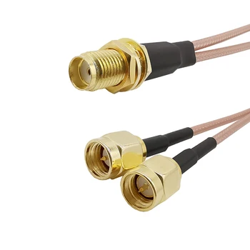 

2Pcs Dual 2x SMA Male Plug to SMA Female Jack Bulkhead Connector Adapter Y Type RG316 Cable Antenna Splitter Combiner